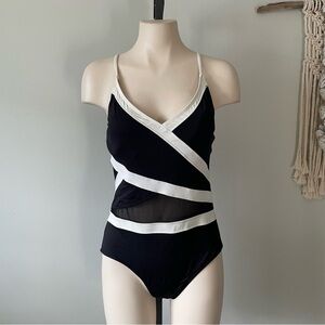 Anne Cole Signature Hot Mesh One Piece Swimsuit Bandage Wrap Size 12 Large
